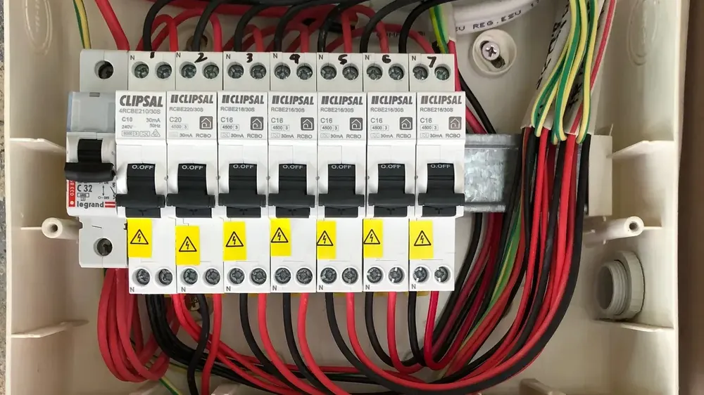 New switchboard with safety switches and labelled circuits